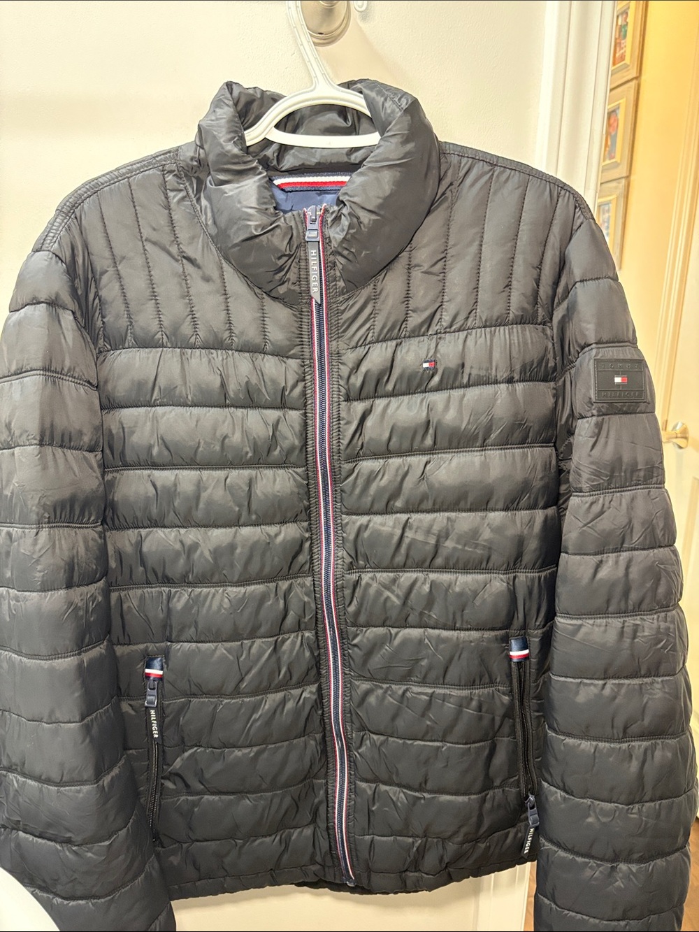 Tommy Hilfiger Men’s Black Quilted Puffer with Signature Trim